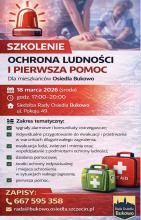 Plakat informujący o szkoleniu z zakresu ochrony ludności
